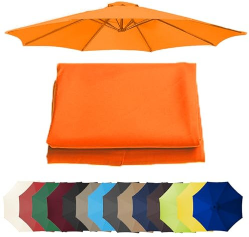 Auvent De Rechange Pour Parasol 3.0m/3.50m, 6 Baleines/8 Baleines Toile De Rechange Pour Parasol Déporté, Dessus De Parapluie De Remplacement Pour Parasol De Jardin Terrasse Plage(Orange,350CM/8 RIBS)