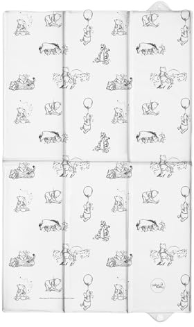 Große faltbare und tragbare Baby-Wickelunterlage, 50 x 80 cm, Schwarz und Weiß, Winnie Puuh, wasserdicht, reisefreundlich, zusammenklappbar