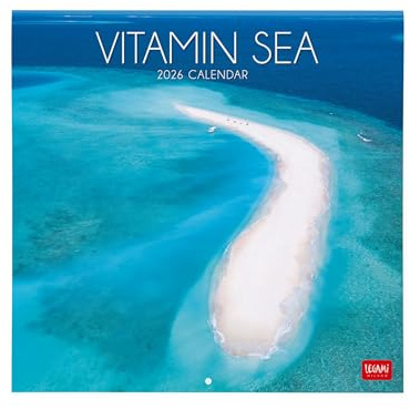 Legami - 2026 Wall Calendar, Vitamin Sea, Large Wall Calendar, 12 Months and Year Planner, in 6 Languages, Space for Notes, Zodiac Signs, International Holidays, 30 x 29 cm