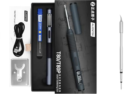 FeelTech T80/T80P Elektrisches Lötkolben Einstellbare Temperatur 100W Schnelle Erwärmung Tragbare Digitale Intelligente Lötstation C210 C245 (T80P+T80P-IS Spitze)