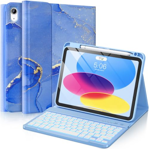 Keyboard Case for iPad A16 11th Gen 11 Inch/10th Gen 10.9 Marble Design