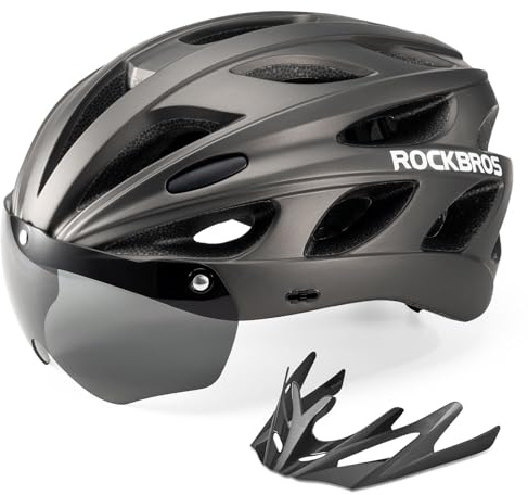 ROCKBROS Casco Bici da Ciclismo Certificato CE con Visiera Staccabile