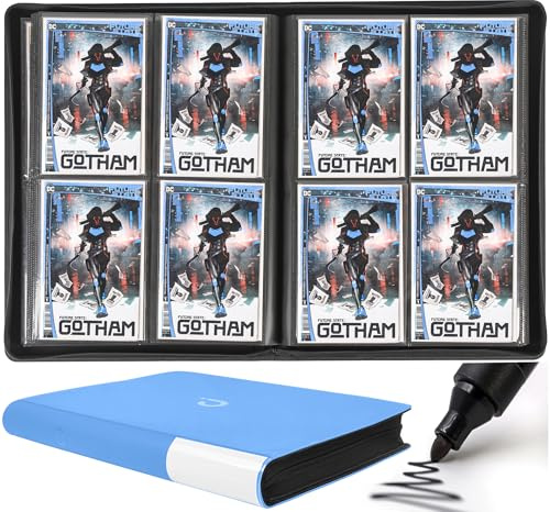 D DACCKIT Premium Comic Binder，Comic Book Album with Sleeves Fits Regular Comics and Comic Bagged and Boarded - Comic Storage Binder Holds 96 Comic Books（Model C，Sky Blue）