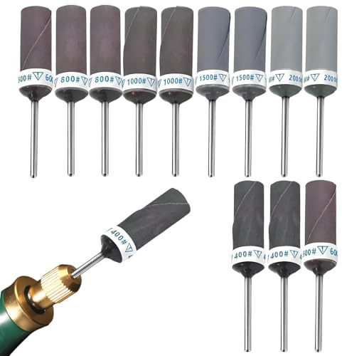 12Pcs Sanding Sticks 400 to 2000 Grit Set, Sanding Bands for Wood Drill, Rotary Tool Accessories, Compatible with Rotary Tool Accessories for Wood Grinding Polishing