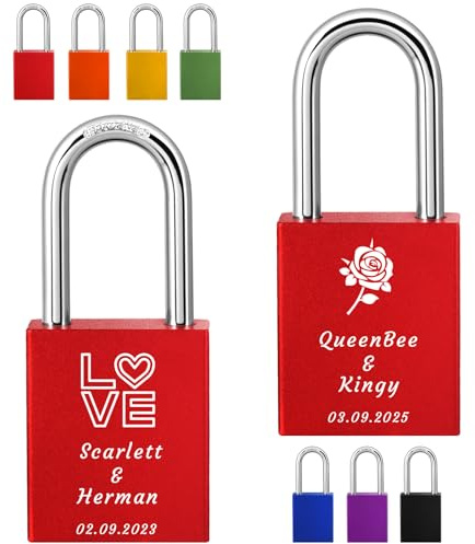 Candado de Amor Personalizado con Grabado Láser, Regalo Romántico para Parejas, Incluye 2 Llaves, para San Valentín y Aniversario