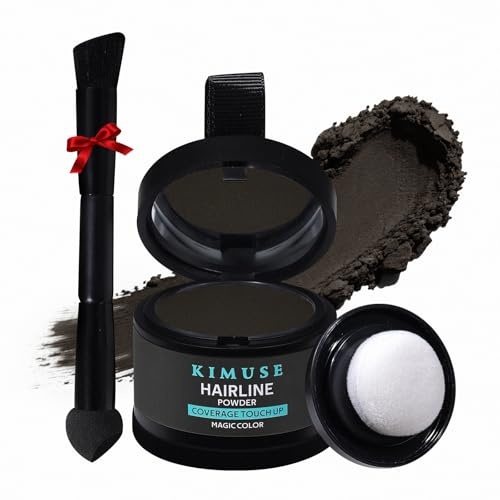 KIMUSE Polvo Capilar Retoque de Raíces, Cubre Canas, Densifica y Da Volumen | Acabado Natural para Hombres y Mujeres Estuche con Espejo y Brocha Doble Punta, Ideal para Retoques en la Oficina o una Cita