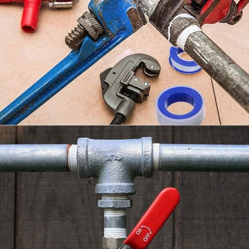 Bebykilemi Lot de 10 rubans d'étanchéité en PTFE - 10 m x 12 mm - Pour joints de plomberie - Eau Air Gaz - Compatible avec raccords en métal et plastique