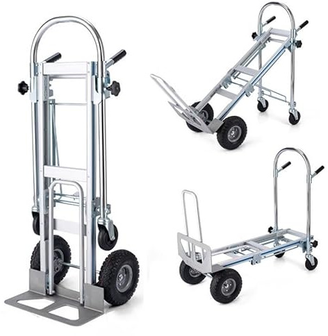 3-in-1-Aluminium-Sackkarre, 440 lbs Tragkraft, Aluminium-Transportwagen, for Transport und Umzüge in Haus, Büro und Lager
