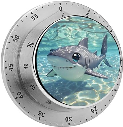 Cartoon-Hai, schwimmend im Wasser, Küchentimer, Kochtimer mit lautem Alarm, mechanischer Tischtimer, magnetisch