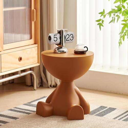 Virzen Beistelltisch, runder Couchtisch, süßer Sofa-Beistelltisch, Nachttisch, Kleiner Beistelltischs mit Akzent für Wohnzimmer, Schlafzimmer, Balkon, Moderne Nachttisch-Wohndekoration (Orange L)