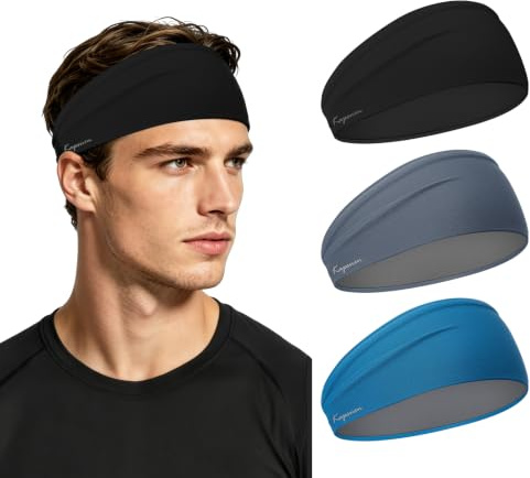 Kapsuen Stirnband Herren Sport - 3 Stück Haarband Damen Sommer, Leichtes & Elastisch Anti Schweißband für Yoga Workout Laufen Fitness