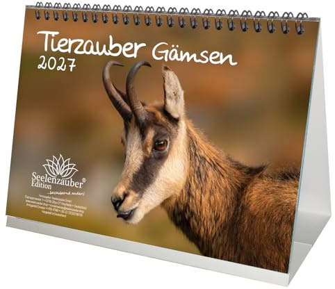 Tierzauber Gämsen DIN A5 Tischkalender für 2027 Berge Alpen - Seelenzauber