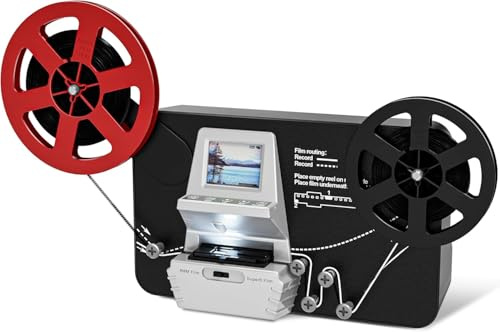 8mm & Super 8 Film to Digital Converter, Frame-by-Frame Film Scanner with 2.4 LCD, Converts 3/5/7/9 Reels to 1080P MP4, 32GB SD Card Included, Vintage Film Digitizer for Home Movie