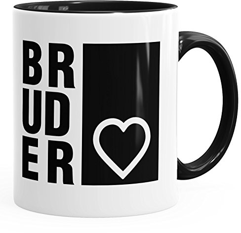 MoonWorks Kaffee-Tasse Bruderherz Geschenk-Tasse Keramiktasse Innenfarbe schwarz Unisize