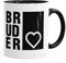 MoonWorks Kaffee-Tasse Bruderherz Geschenk-Tasse Keramiktasse Innenfarbe schwarz Unisize