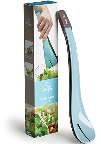 PortoFino Salatbesteck,Servierzangen-Set,Platzsparendes 2-in-1 Salatgabel und Löffel Set,Ineinander steckbare Küchenwerkzeuge & Zubehör,Ideal für Wohnmobil & Camper – 30.5x6.3 cm (LxB).