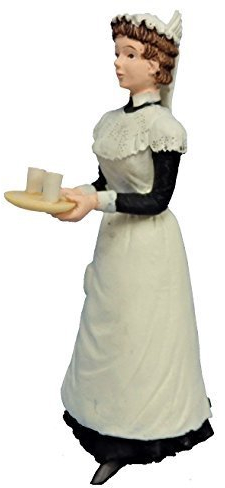 Melody Jane Puppen Haus Menschen Viktorianisch Maid mit Getränke auf Tablett Harzfigur
