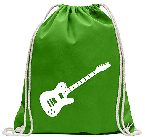 Kiwistar - Turnbeutel - maigruen - E-Gitarre - Rock - Heavy Metal - Fun Rucksack Sport Beutel Gymsack Baumwolle mit Ziehgurt