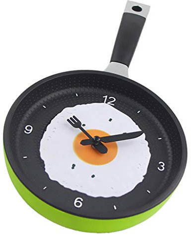 LOVIVER Pfanne mit Spiegelei Wanduhr für Küche Schlafzimmer, Grün