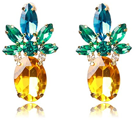 Carry stone Gelbe Ananas Ohrstecker Ohrringe Frauen mädchen kristall Strass schmuck 4,0 * 1,0 cm langlebig und praktisch