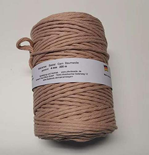 -NEU- Makramee 4 mm gezwirnt - Spule mit 200 mtr in Nude/Puderrosa - Makrameegarn Bastelgarn