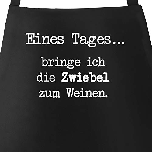 MoonWorks® Grill-Schürze Kochschürze für Männer mit Spruch Eines Tages bringe ich die Zwiebel zum Weinen schwarz unisize