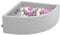 KiddyMoon Piscine À Balles pour Bébé Quart Angulaire 90X30cm/200 Balles 7Cm Fosses À Boules Jouet Enfant, Gris Clair:Transparent/Gris/Blanc/Rosa/Menthe