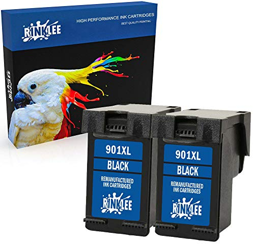 RINKLEE Wiederaufbereitete Tintenpatrone für HP 901 901XL kompatibel mit HP OfficeJet 4500 J4500 J4524 J4535 J4540 J4550 J4580 J4624 J4660 J4680 J4680c G510a G510g G510n | Schwarz, 2er-Pack