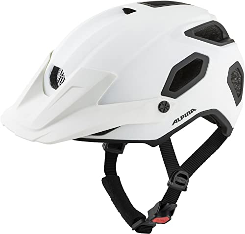 Alpina COMOX - Widerstandsfähiger, Stoßabsorbierender & Anpassbarer Enduro Fahrradhelm Mit kurzem Schild Für Erwachsene, White matt, 57-62 cm