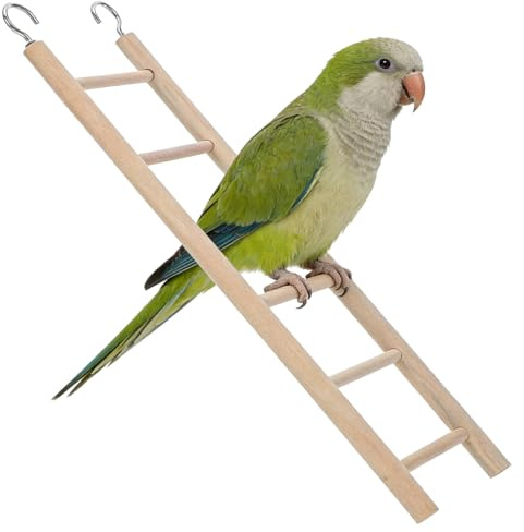 iplusmile Vogelleiter Holz 6 Sprossen - Naturholz Klettergerüst für Wellensittiche, Kanarienvögel & Nymphensittiche - Vogelkäfig Zubehör Spielzeug & Sitzstange für Kleintiere (28x7cm)