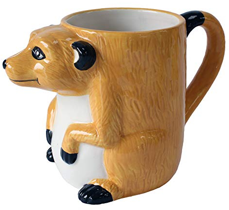 Crockery Critters Meerkat Mug from Deluxebase – Hand-Painted Animal Shaped Cup for Tea or Coffee. Fun Novelty Gift for Adults or Kids, Ceramic Homeware & Cute Kitchen Accessories.