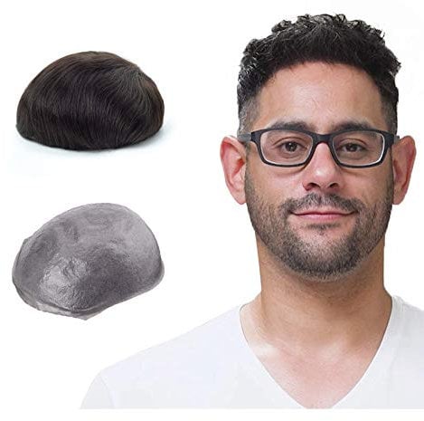 Lordhair Toupee Hairpiece for Men, 0.06mm Thin Skin V-looped Human Hair 8x10 Inch Light Medium Density Hair Replacement System