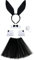 SATINIOR Damen Hase Kostüm Set Hasenohr Stirnband Kragen Fliege Manschetten Kaninchen Schwanz Tutu Rock für Ostern Party (Schwarz)