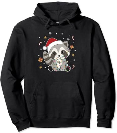 Waschbär Weihnachten weihnachtstiere Lichterkette Waschbären Pullover Hoodie