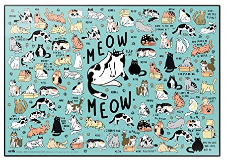 Grupo Erik Schreibtischunterlage | Schreibtisch Unterlage mit Motiv von Meow Meow | Bunte Schreibtischmatte | Schreibtischunterlage Kinder | Schreibtisch Zubehör