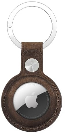 AirTag Porte-clés en cuir véritable pour Apple AirTags. Anti-perte, résistant aux rayures, sécurisé pour porte-clés, collier de chien/chat, sac de bagage, étui de protection pour AirTag accessoire