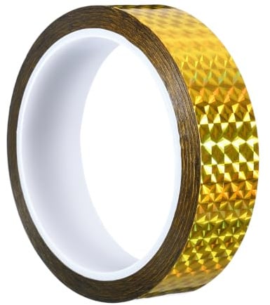 PATIKIL Glitzer Klebeband 25mm x 50m Washi Tape Holografische Selbstklebende Metallic Klebeband Reflektierender Prismenband für DIY Geschenkverpackung Party Dekoration Gold