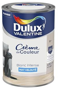 Dulux Valentine Crème de Couleur - Peinture multi-supports intérieure - Mat Blanc Intense 1,25 L