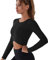 FDEETY Damen Sport Crop Top Langarm Cross Wrap Workout Athletic Running Tanktops mit Daumenloch