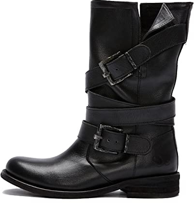 Felmini - Scarpe Donna - Innamorarsi com GREDO 8562 - Stivali Biker - In Pelle Genuina - Nero - 40 EU Size