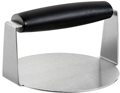 BS-VOG Burger Press, 6 Inch Round Burger Smasher for Griddle with Anti-Scald Handle, Non-Stick Smooth Stainless Steel Hamburger Press, Grill Press for Flat Top Grill Cooking, Gift Package