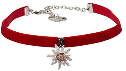 Alpenflüstern Trachten-Samt-Kropfband Greta - nostalgische Trachtenkette enganliegend, Kropfkette elastisch, Damen-Trachtenschmuck, Samtkropfband schmal (in traditionellen Farben) DHK319