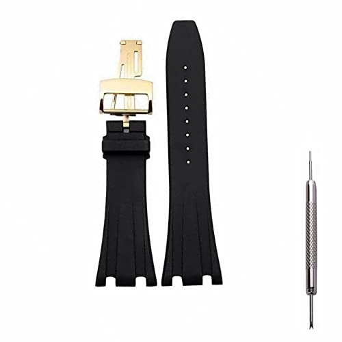 Kevisae Black Rubber Silicone Watch Band Compatible with Audemars Piguet Royal Oak Offshore 15703 15710-28mm AP Rubber Watch Band Strap