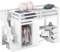 FEZTOY Hochbett mit Schreibtisch, Kleiderschrank & Bücherregal, Etagenbett mit Treppe und Stauraum, Multifunktionales Kinderbett, Jugendbett, Einzelbett