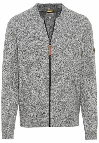 camel active Herren Strickjacke aus einem Soften Baumwollmix Grau, Menswear-XL
