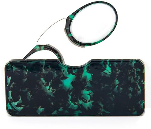 KoKoBin Unisex Lesegläser Kompakte Sehehilfe Mini Nose Clip Bügellose Lesebrille Rutschfest Lesehilfe- Immer griffbereit(Grün Leopard +2.0)