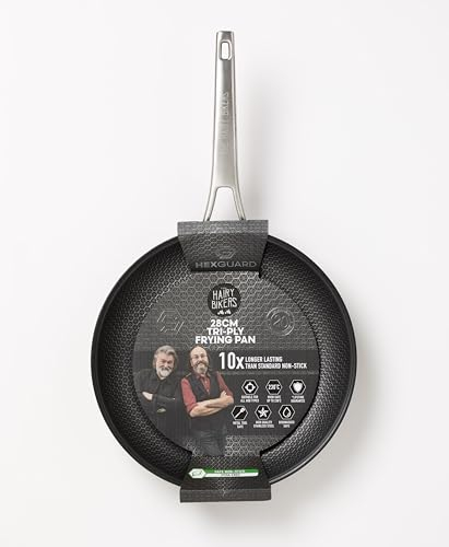 Hairy Bikers Hex Guard, 28CM Frying pan, Stainless Steel, Non-Stick, Oven Safe, Metal Tool Safe, Dishwasher Safe, PFOA Free, Suitable for All Hobs
