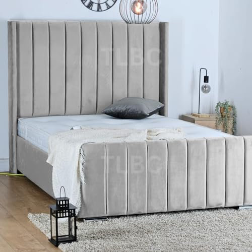 TLBC Victoria Wingback Panel Bed Frame In Plush Velvet (Silver, Single 3FT)
