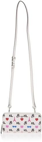 KARL LAGERFELD Damen Maybelle Zip Wallet Cross-Body, Farbe: Weiß