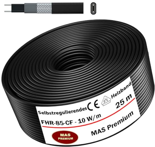 Heizkabel Selbstregulierendes Heizband HEAT Regular-85-CF Selfregulating Heating Cable 10w/m 5–100m Rohrheizung Begleitheizung Wasserleitung Dachrinnenheizung Frostschutzkabel 10°- 85°C (25m)